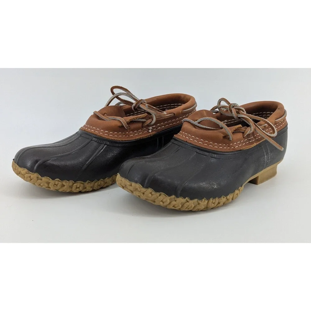 LL Bean Rubber Moc Bean Boots Womens 6 M Black Brown Waterproof Made in USA